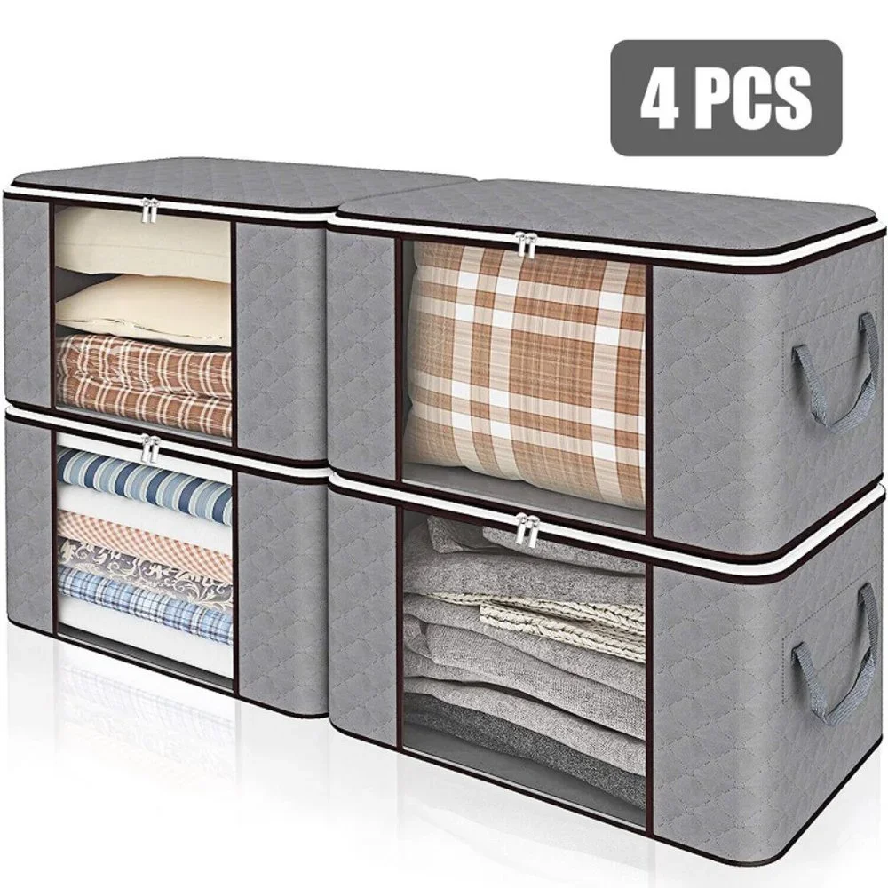 Large Folding Storage Bags (4 Pack) Anti Dust Clothes Storage Bags